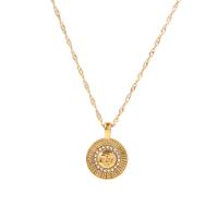 Stainless Steel Jewelry Necklace 304 Stainless Steel with 5cm extender chain Round Vacuum Plating fashion jewelry & for woman & with rhinestone golden Length 40 cm Sold By PC