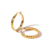 Stainless Steel Hoop Earring, 304 Stainless Steel, Vacuum Plating, fashion jewelry & for woman, golden, 31x33mm, Sold By Pair