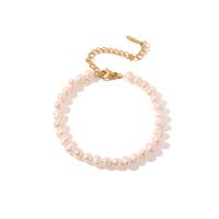 Freshwater Cultured Pearl Bracelet, 304 Stainless Steel, with Freshwater Pearl, with 6cm extender chain, Vacuum Plating, fashion jewelry & for woman, two different colored, 6mm, Sold Per 16.5 cm Strand