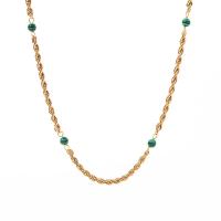 Edelstahl Schmuck Halskette, 304 Edelstahl, mit Malachit, mit Verlängerungskettchen von 5cm, Modeschmuck & für Frau, zwei verschiedenfarbige, Länge 40 cm, verkauft von PC