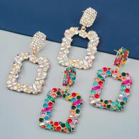 STRASS örhänge, Zink Alloy, plated, mode smycken & för kvinna & med strass, fler färger för val, 61x34mm, Säljs av Par