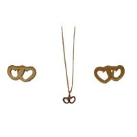 Fashion Stainless Steel Jewelry Sets, Stud Earring & necklace, 304 Stainless Steel, Heart, Vacuum Ion Plating, different styles for choice & for woman & hollow, more colors for choice, 10mm,15x20mm, Length:Approx 45 cm, Sold By Set