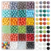 Fashion Glass Beads with Plastic Box Round polished DIY multi-colored Approx Sold By Box