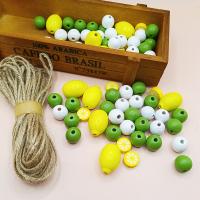 Wood Beads, with Linen, printing, DIY & different styles for choice, more colors for choice, 16mm,22mm, Length:Approx 10 m, Sold By Set