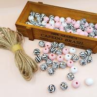 Perles en bois, avec Chanvre, impression, DIY, plus de couleurs à choisir, 16mm, Longueur:Environ 10 m, Vendu par fixé