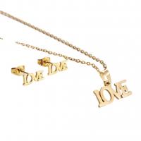Fashion Stainless Steel Jewelry Sets Stud Earring & necklace 304 Stainless Steel Vacuum Ion Plating for woman golden 10mm Length Approx 45 cm Sold By Set