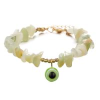 Gemstone Bracelets with Resin & Zinc Alloy with 1.97 extender chain Evil Eye gold color plated & Unisex 10mm Length 7.5 Inch Sold By PC