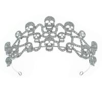 Bridal Tiaras, Tibetan Style, Skull, silver color plated, Halloween Design & for woman & with rhinestone, silver color, nickel, lead & cadmium free, 155x65mm, Sold By PC