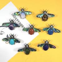 Shell Brooch Zinc Alloy with Gemstone & Abalone Shell Bee silver color plated Unisex nickel lead & cadmium free Sold By PC
