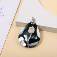 Shell Pendants, with Tibetan Style, silver color plated, DIY & different styles for choice, mixed colors, 55mm, Sold By PC