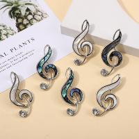Shell Brooch Zinc Alloy with White Shell & Abalone Shell Music Note gold color plated Unisex & with rhinestone nickel lead & cadmium free Sold By PC