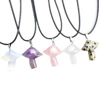 Gemstone Pendants Jewelry with Zinc Alloy mushroom silver color plated & Unisex Sold By PC