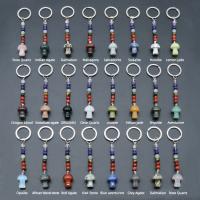 Bag Purse Charms Keyrings Keychains, Gemstone, with Iron, mushroom, silver color plated, different materials for choice & Unisex, more colors for choice, 105mm, Sold By PC