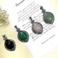 Gemstone Pendants Jewelry Zinc Alloy with Gemstone antique silver color plated DIY Sold By PC