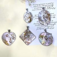 Shell Pendants with Zinc Alloy silver color plated DIY Sold By PC