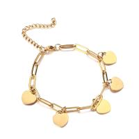 Stainless Steel Jewelry Bracelet, 304 Stainless Steel, with 1.97inch extender chain, Heart, fashion jewelry & for woman, more colors for choice, 4mm,10*12mm, Length:Approx 6.3 Inch, Sold By PC