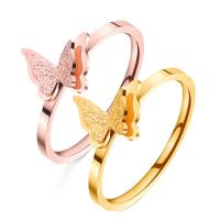 Titanium Steel Tail Finger Ring, Butterfly, Vacuum Ion Plating, fashion jewelry & different size for choice & for woman, more colors for choice, 9mm,1.4*1.5mm, Sold By PC