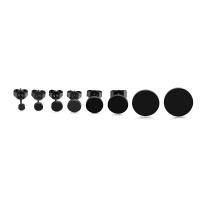 Stainless Steel Stud Earrings 316L Stainless Steel hand polished Unisex black Sold By PC