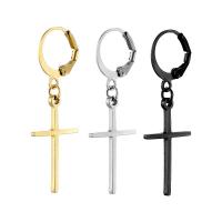 Huggie Hoop Drop Earring, 316L Stainless Steel, Cross, Vacuum Ion Plating, fashion jewelry & Unisex, more colors for choice, 1.50x10mm, Sold By PC