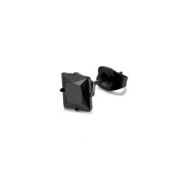 Cubic Zircon (CZ) Stud Earring 316L Stainless Steel hand polished Unisex & with cubic zirconia black 7mm Sold By PC