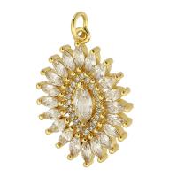 Cubic Zirconia Micro Pave Brass Pendant, Horse Eye, gold color plated, DIY & micro pave cubic zirconia, golden, nickel, lead & cadmium free, 18x25x3mm, Hole:Approx 3mm, Sold By PC