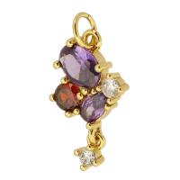 Cubic Zirconia Micro Pave Brass Pendant, gold color plated, DIY & micro pave cubic zirconia, mixed colors, nickel, lead & cadmium free, 20mm,10x6x3mm, Hole:Approx 3mm, Sold By PC