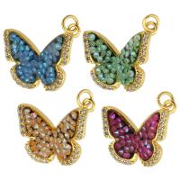 Cubic Zirconia Micro Pave Brass Pendant, Butterfly, gold color plated, DIY & micro pave cubic zirconia, more colors for choice, nickel, lead & cadmium free, 19x16x4mm, Hole:Approx 2.5mm, Sold By PC