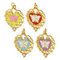 Brass Heart Pendants gold color plated DIY & enamel nickel lead & cadmium free Approx 3.5mm Sold By PC