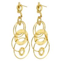 Brass Drop Earring, Donut, gold color plated, fashion jewelry & for woman, golden, nickel, lead & cadmium free, 74mm,25x25x1mm,0.8mm, Sold By Pair
