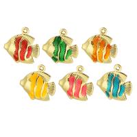Brass Jewelry Pendants, Fish, gold color plated, DIY & enamel, more colors for choice, nickel, lead & cadmium free, 17x18x6mm, Hole:Approx 1mm, Sold By PC