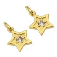 Cubic Zirconia Micro Pave Brass Pendant Star gold color plated DIY & micro pave cubic zirconia golden nickel lead & cadmium free Approx 3mm Sold By PC