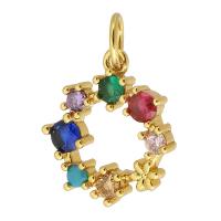 Cubic Zirconia Micro Pave Brass Pendant Flower gold color plated DIY & micro pave cubic zirconia & hollow multi-colored nickel lead & cadmium free Approx 3mm Sold By PC