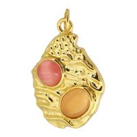 Brass Jewelry Pendants with Cats Eye irregular gold color plated DIY golden nickel lead & cadmium free Approx 4mm Sold By PC
