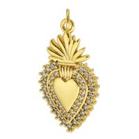 Cubic Zirconia Micro Pave Brass Pendant Heart gold color plated DIY & micro pave cubic zirconia golden nickel lead & cadmium free Approx 3mm Sold By PC