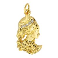 Cubic Zirconia Micro Pave Brass Pendant Character gold color plated DIY & micro pave cubic zirconia golden nickel lead & cadmium free Approx 3mm Sold By PC