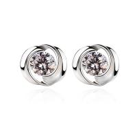 Cubic Zirconia Micro Pave Brass Earring, platinum color plated, micro pave cubic zirconia & for woman, 11mm, Sold By Pair