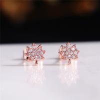 Cubic Zirconia Micro Pave Brass Earring plated micro pave cubic zirconia & for woman 7mm Sold By Pair