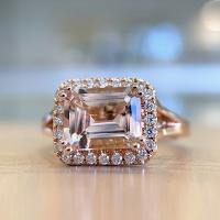 Cubic Zirconia Micro Pave Brass Ring rose gold color plated & micro pave cubic zirconia & for woman Sold By PC