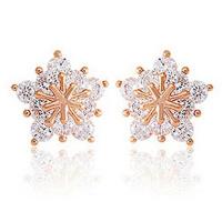 Cubic Zirconia Micro Pave Brass Earring, Snowflake, plated, micro pave cubic zirconia & for woman, more colors for choice, 11mm, Sold By Pair