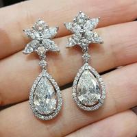 Cubic Zirconia Micro Pave Brass Earring, platinum color plated, micro pave cubic zirconia & for woman, 32.50mm, Sold By Pair