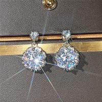 Cubic Zirconia Micro Pave Brass Earring platinum color plated micro pave cubic zirconia & for woman 17mm Sold By Pair