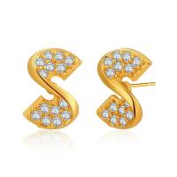 Cubic Zirconia Micro Pave Brass Earring, 18K gold plated, micro pave cubic zirconia & for woman, 7x10mm, Sold By Pair