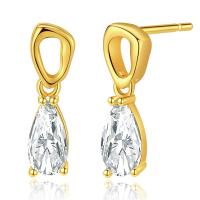 Cubic Zirconia Micro Pave Brass Earring, 18K gold plated, micro pave cubic zirconia & for woman, 5x20mm, Sold By Pair