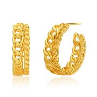 Brass Stud Earring, 18K gold plated, for woman, 25x8mm, Sold By Pair
