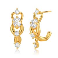 Cubic Zirconia Micro Pave Brass Earring, 18K gold plated, micro pave cubic zirconia & for woman, 7x10mm, Sold By Pair