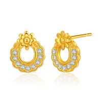 Cubic Zirconia Micro Pave Brass Earring, 18K gold plated, micro pave cubic zirconia & for woman & hollow, 10x12mm, Sold By Pair