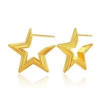 Brass Stud Earring, Star, 18K gold plated, for woman, 24x24mm, Sold By Pair