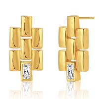 Befestiger Zirkonia Messing Ohrring, 18K vergoldet, Micro pave Zirkonia & für Frau, 13x24mm, verkauft von Paar