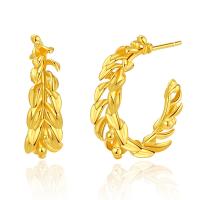 Brass Stud Earring Leaf 18K gold plated for woman Sold By Pair