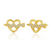 Cubic Zirconia Micro Pave Brass Earring Heart 18K gold plated micro pave cubic zirconia & for woman & hollow Sold By Pair